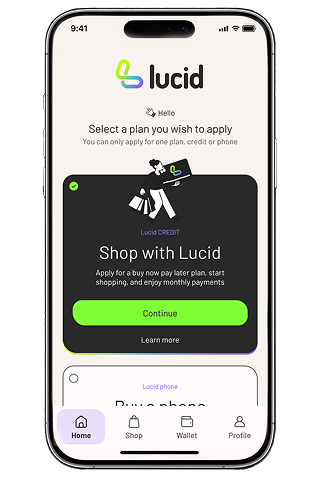 Lucid app screen mockup for login page